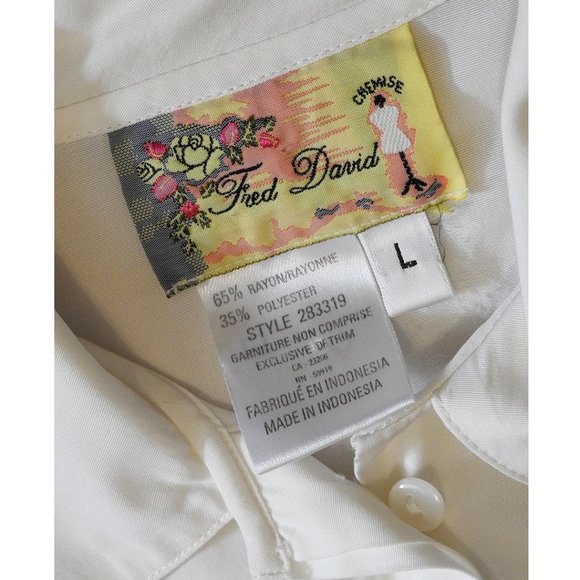 Fred David chemise white button front shirt with flap pockets 70s 80s - Picture 3 of 3